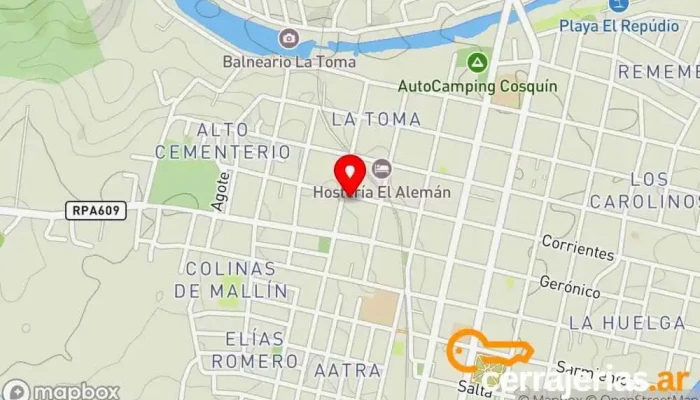 mapa de HERRERIA ARTISTICA MIGUEL ALVAREZ Herrero en Cosquín