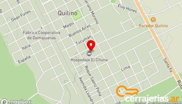 mapa de Hospedaje El CHUNA Hotel en Quilino