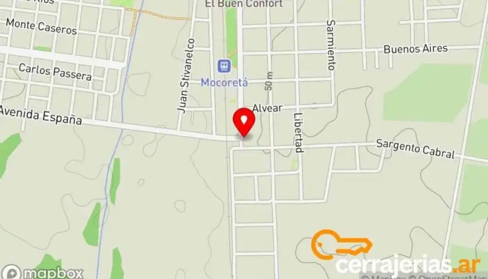 mapa de J&V Aberturas Fábrica de puertas en Mocoreta