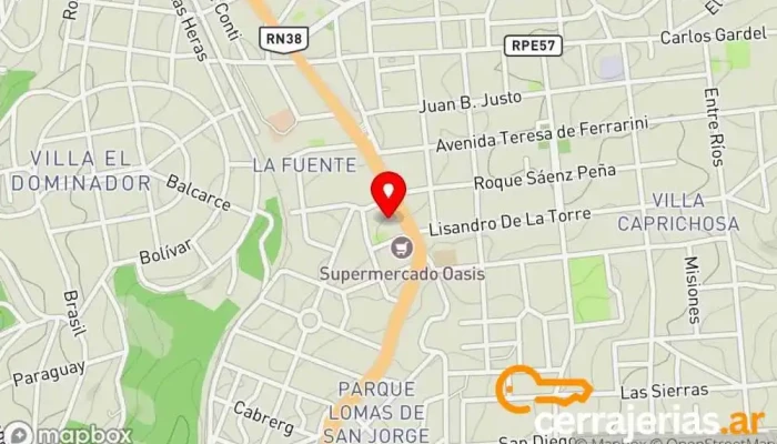 mapa de La Casa de las Aberturas Comercio en La Falda
