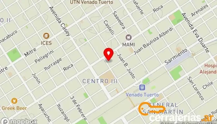 mapa de La Casa de los Herrajes Proveedor de materiales de construcción en Venado Tuerto