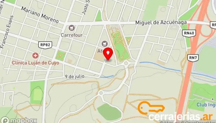 mapa de La Esquina Tienda de suministros para trabajar la madera, Empresa constructora, Proveedor de puertas en Luján de Cuyo