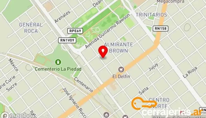 mapa de Lopez Aluminio portones levadizos, fabrica de aberturas, persianas y sistemas roller Fábrica, Ventana de aluminio, Fábrica de puertas, Carpintería, Tienda de accesorios para ventanas en Villa María