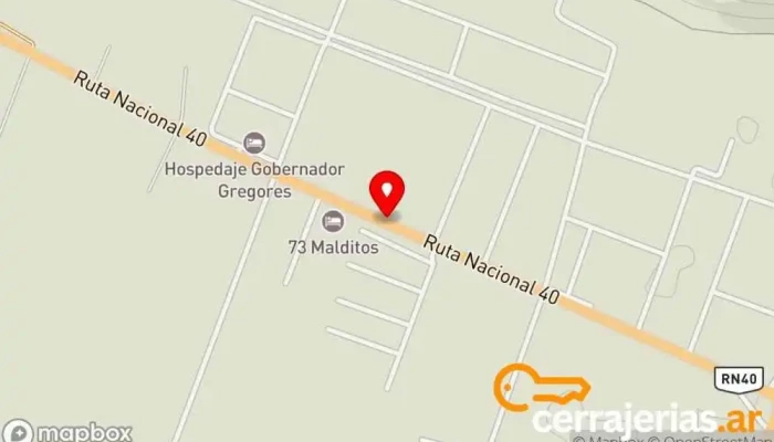 mapa de Los 73 malditos Servicio de transporte en Gdor. Gregores