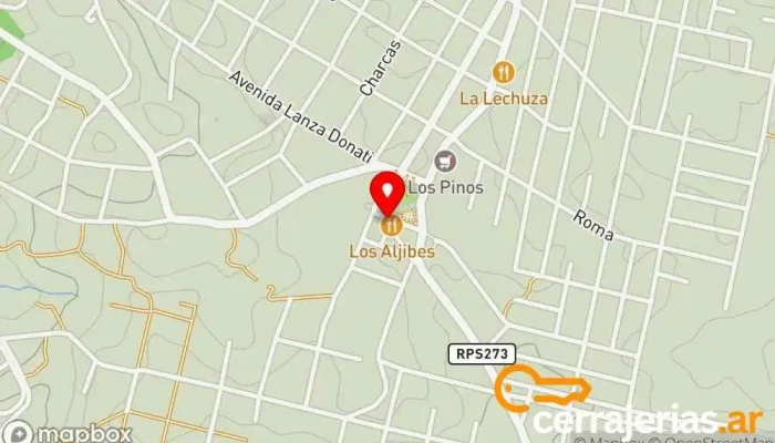 mapa de Los Aljibes -Paseo Serrano- Centro comercial, Estudio de arquitectura, Bar, Artesanía, Restaurante, Agencia de visitas turísticas, Comercio, Agencia de viajes en Villa Yacanto de Calamuchita