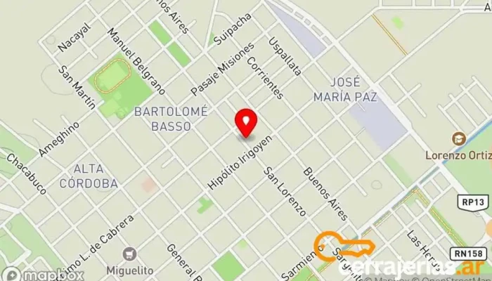 mapa de Maderas Cuggino Establecimiento de venta de madera en Las Varillas