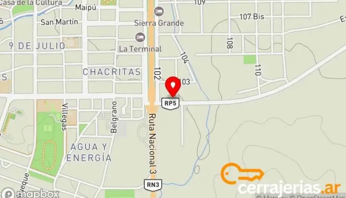 mapa de Maderas Norte Comercio en Sierra Grande