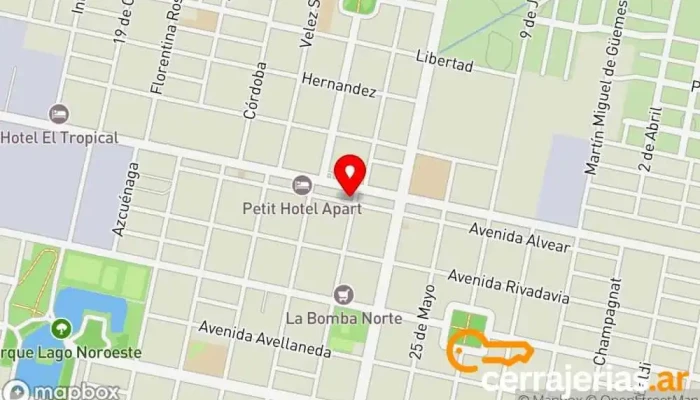 mapa de Marcelo Martini Aberturas Proveedor de materiales de construcción en Marcos Juárez