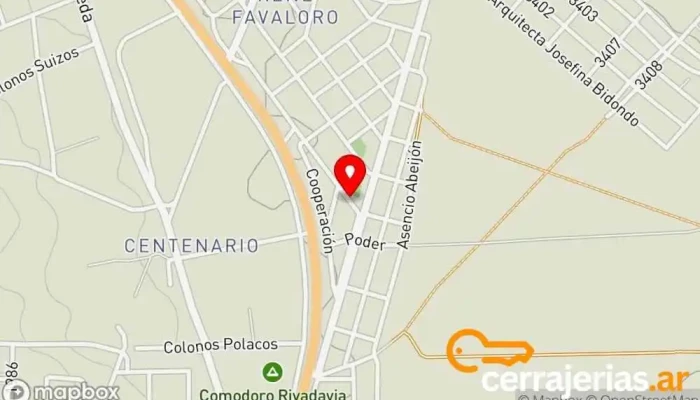 mapa de Nativo Aberturas Taller de instalación de puertas y ventanas en U9000 Comodoro Rivadavia