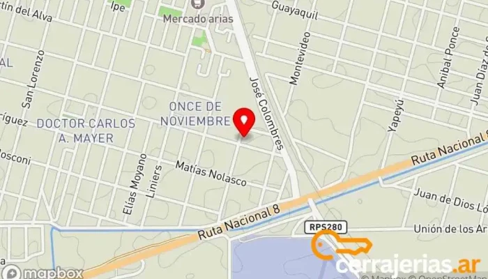 mapa de Neocer sas Fábrica de puertas en Río Cuarto