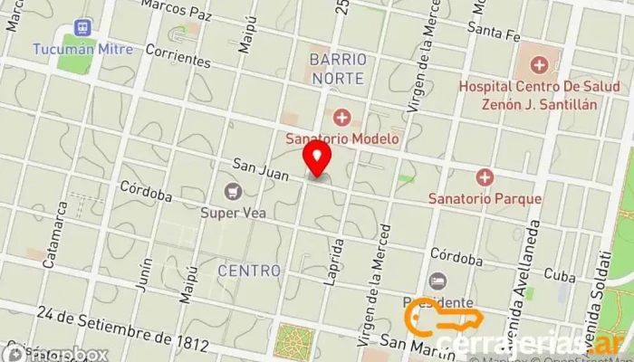 mapa de Norte Cerrajería Cerrajero en San Miguel de Tucumán