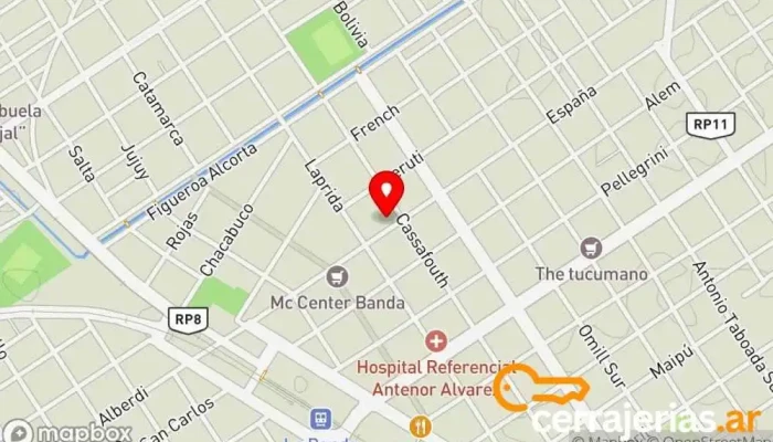 mapa de NSA Puertas y Ventanas - Sucursal La Banda Proveedor de puertas, Comercio en La Banda