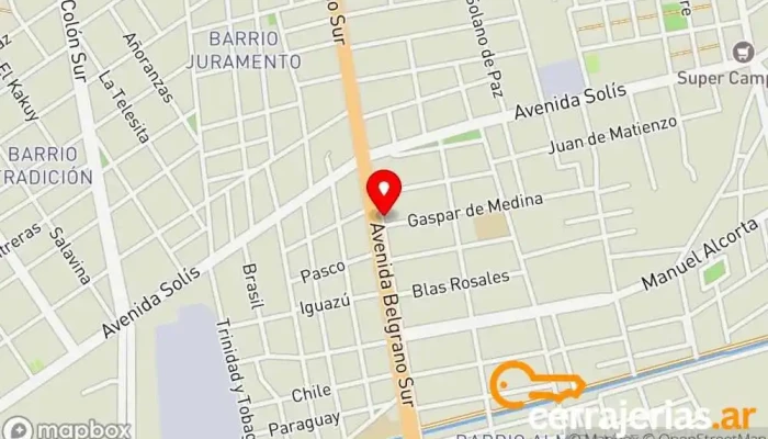 mapa de NSA Puertas y Ventanas - Sucursal Sur Comercio en JQF