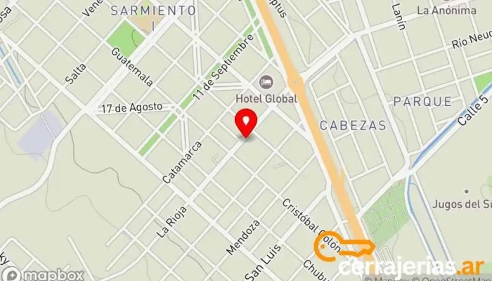 mapa de Okey Fábrica de Aberturas de Aluminio, Red de Carpinterias Aluar Fábrica, Fábrica de puertas, Taller de instalación de puertas y ventanas, Proveedor de ventanas en Centenario