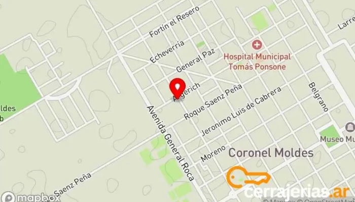 mapa de Opening (Venta de aberturas) Fábrica en Coronel Moldes
