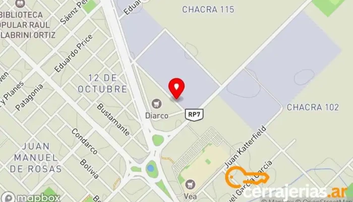 mapa de Origen Patagonia SRL Taller de instalación de puertas y ventanas en U9100 Trelew