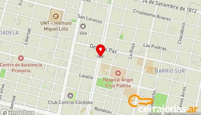mapa de Panigutti Jorge Oscar Cerrajero en San Miguel de Tucumán