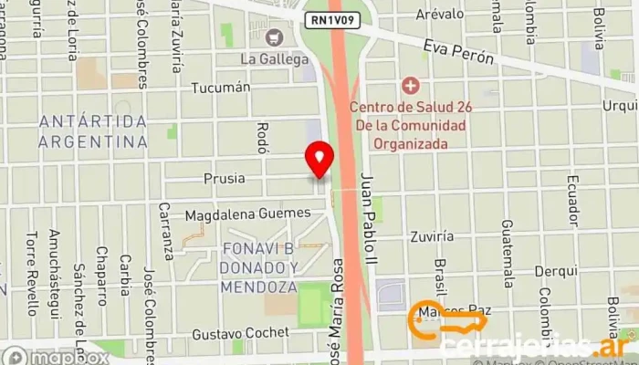 mapa de Pardal aberturas de aluminio Fábrica de puertas en Rosario