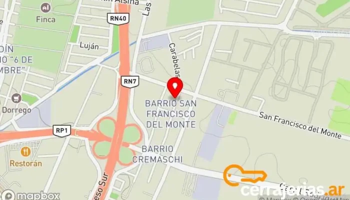 mapa de P&H ABERTURAS MENDOZA Proveedor de marcos de aluminio, Fábrica de puertas en Godoy Cruz