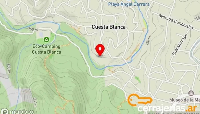 mapa de Playa Piedra del Indio Área de descanso en Cuesta Blanca