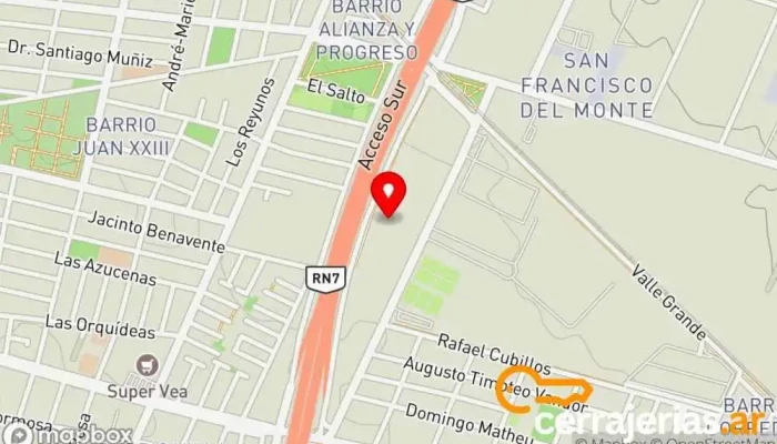 mapa de Policuyo S.A. Comercio, Proveedor de materiales de construcción en Godoy Cruz
