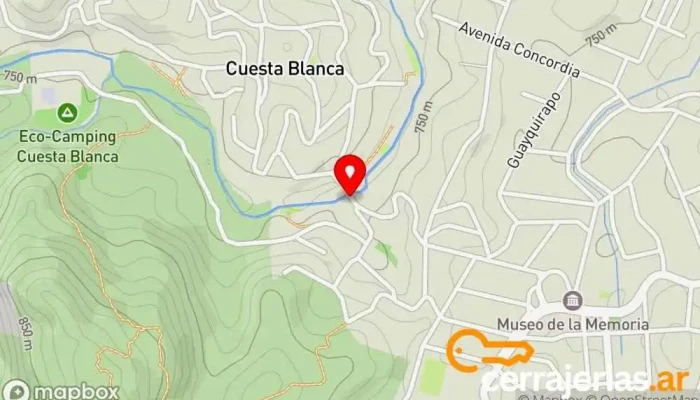 mapa de Puente Cuesta Blanca Atracción turística en Cuesta Blanca