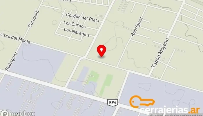 mapa de Puertas Macizas S.A. Fábrica, Proveedor de materiales de construcción en Guaymallén