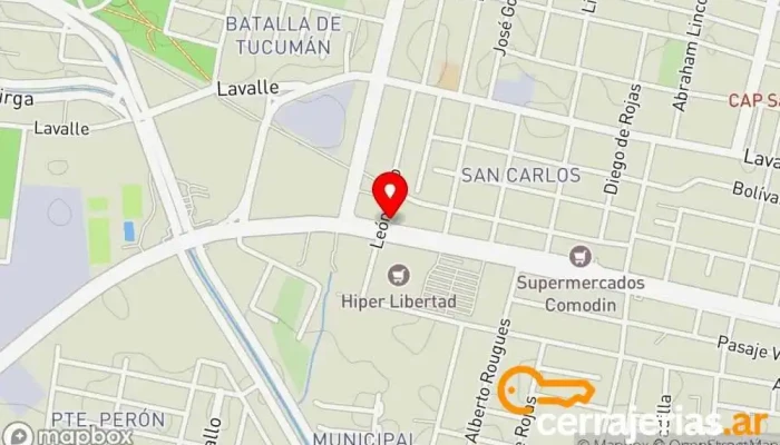 mapa de Puertas S.R.L. Montajes y Servicios Industriales Tienda de materiales para la construcción, Concesionario de automóviles, Proveedor de puertas para garaje en San Miguel de Tucumán