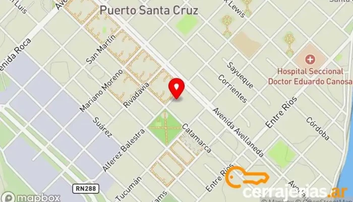 mapa de Puerto Santa Cruz  en Puerto Santa Cruz