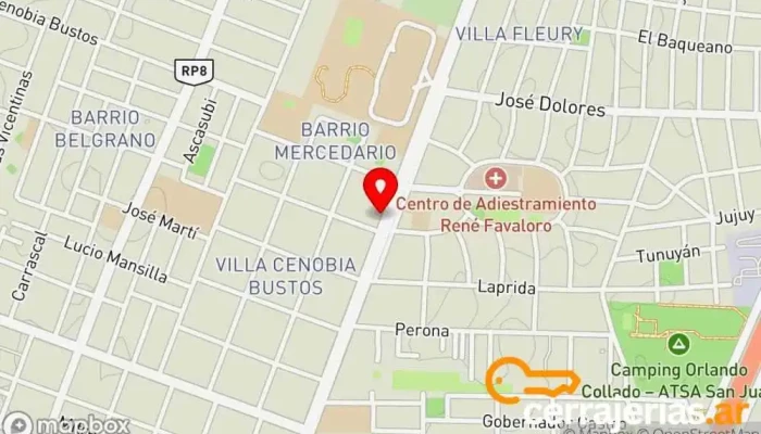 mapa de QUIMA. Aberturas en Aluminio Fábrica en Rawson