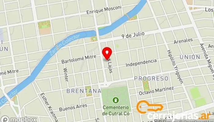mapa de RBD cerrajeria del automovil Cerrajero en Cutral Co