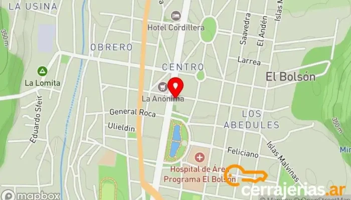 mapa de Remises Piltriquitron Servicio de taxis en El Bolsón