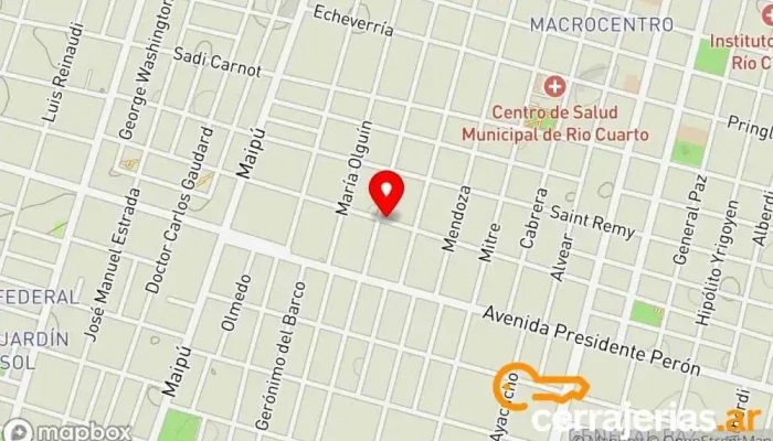 mapa de Rossaroli Aberturas Ventana de aluminio, Fábrica de puertas en Río Cuarto