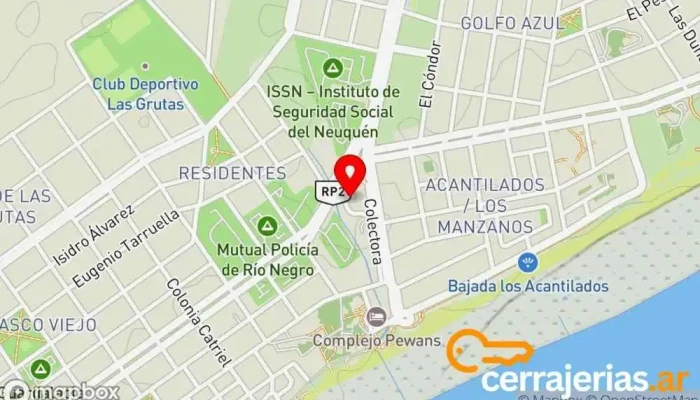 mapa de San Matías aberturas de aluminio, PVC y vidriería Fábrica de puertas, Ventana de aluminio, Tienda de cristales, Tienda de ventanas de plástico en Las Grutas