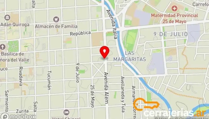 mapa de Silvano Aberturas Ventana de aluminio, Proveedor de puertas en San Fernando del Valle de Catamarca