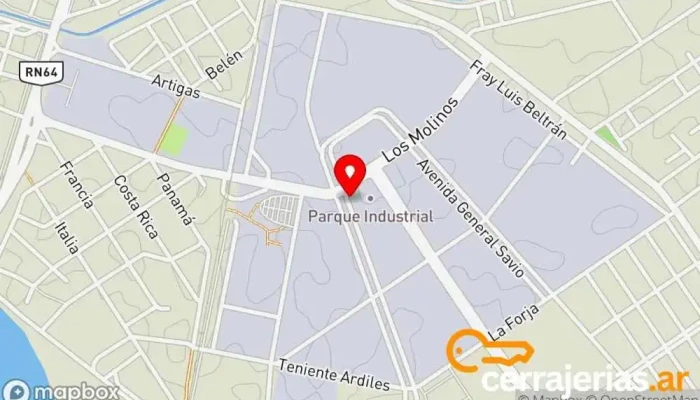 mapa de TARTEC fábrica Taller de instalación de puertas y ventanas en La Banda