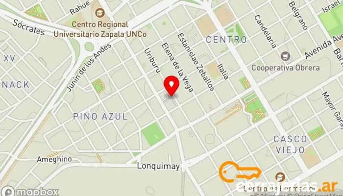 mapa de Terminal de ómnibus Servicio de transporte de mercancías en Zapala