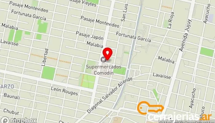 mapa de Tucuman Aluminio Carpintero, Ventana de aluminio, Tienda de cortinas, Tienda de espejos, Tienda de mosquiteras, Tienda de mamparas de ducha en San Miguel de Tucumán