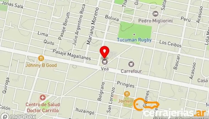 mapa de Valles Calchaquies Mercería en Yerba Buena