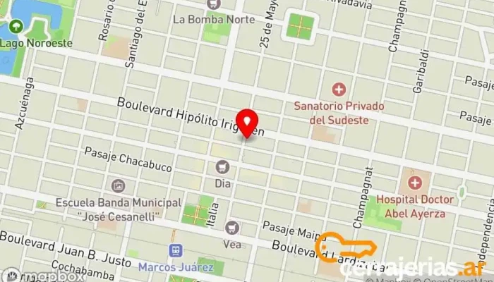 mapa de VETRO VIDRIOS Tienda de cristales en Marcos Juárez