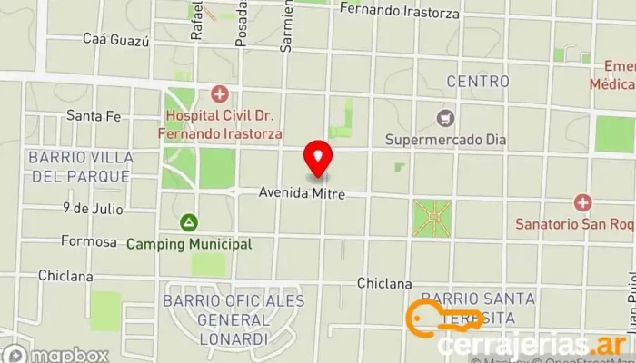 mapa de VIALUM - Vidrieria- fabrica de aberturas de aluminio. Tienda de cristales, Centro comercial en Curuzú Cuatiá