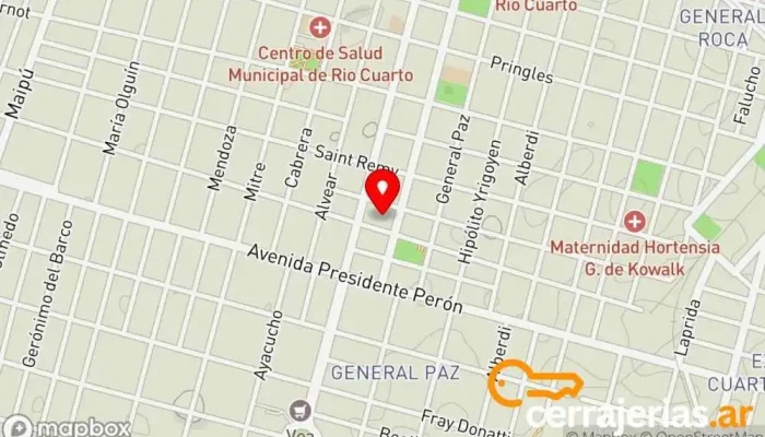 mapa de Vidrieria Urquiza Tienda de cristales en Río Cuarto