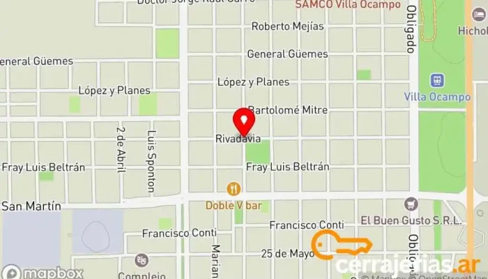 mapa de Villa Ocampo  en Villa Ocampo