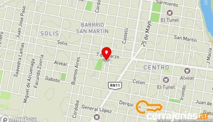 mapa de Yossen Aberturas de Aluminio Comercio en Santo Tomé